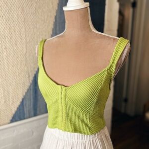 Urban Outfitters Green Front Snap Closure Cropped Tank Top